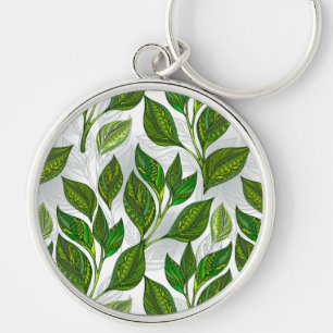 Porte-clés Seamless Pattern with Green Tea Leaves