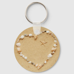 Porte-clés Seashell Heart with Starfish
