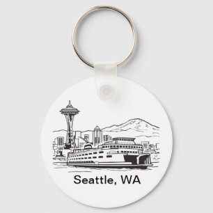 Porte-clés Seattle Ferry Washington State Line Art