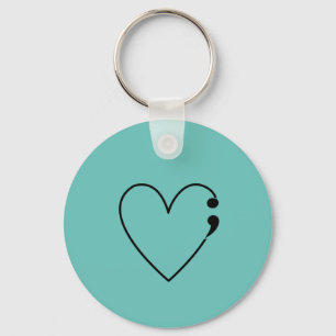 Porte-clés Semicolon du suicide Coeur Keychain