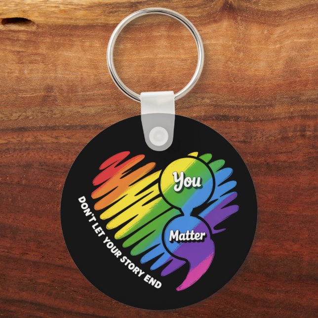 Porte-clés Semikolon LGBTQ Prévention du suicide Santé mental (Recto)