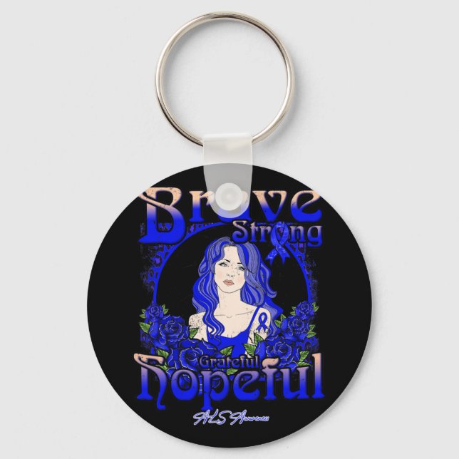 Porte-clés Sensibilisation à l'neurysme cérébral Brave forte  (Recto)