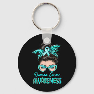 Porte-clés Sensibilisation au cancer de l'ovaire Bun Turquois