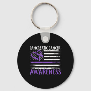 Porte-clés Sensibilisation au cancer du drapeau américain