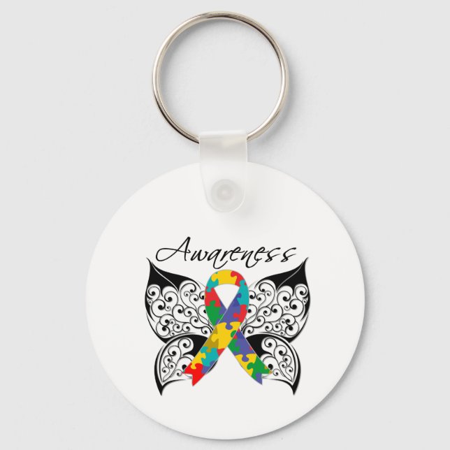 Porte-clés Sensibilisation aux papillons de tatouage - Autism (Recto)