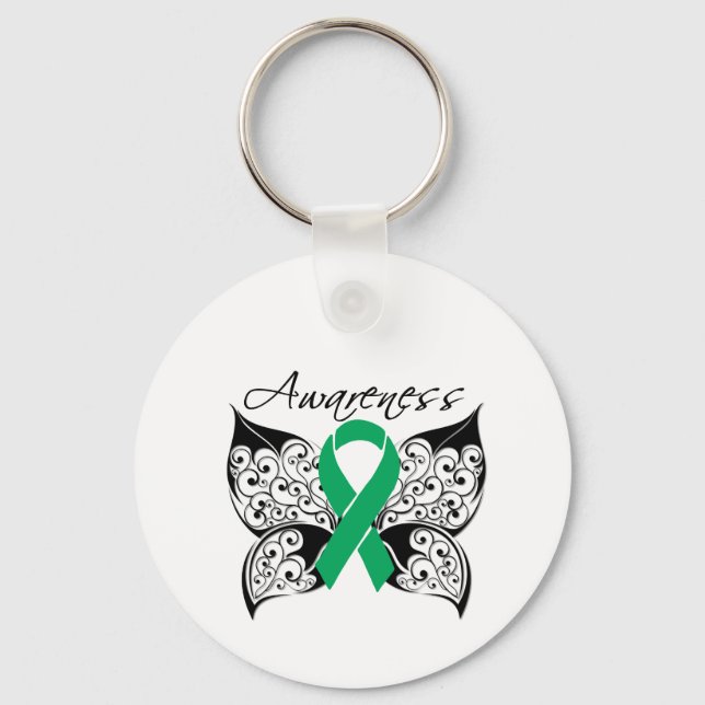 Porte-clés Sensibilisation aux papillons de tatouage - Cancer (Recto)