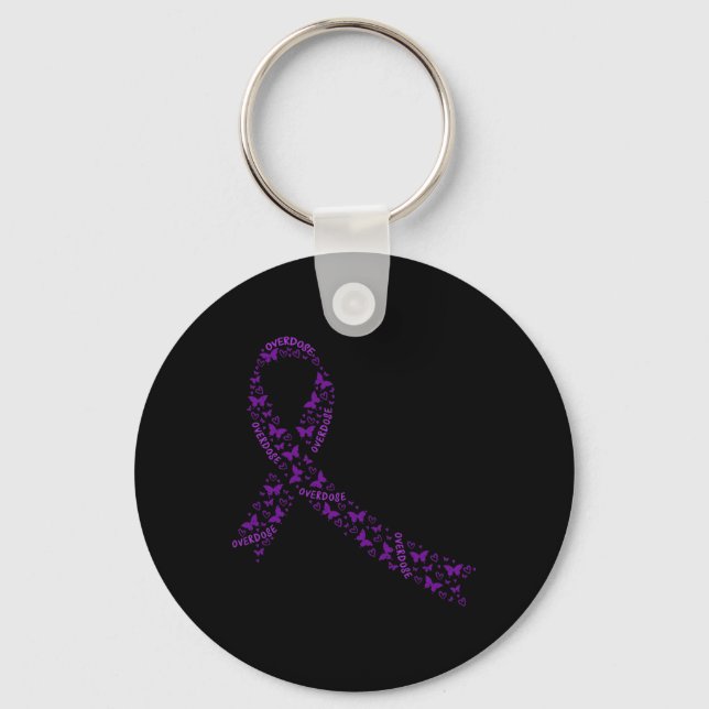 Porte-clés Sensibilisation Ruban Purple Toxicomanie Récupérat (Recto)
