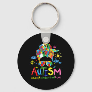 Porte-clés Sensibilisation sur l'autisme Brushstroke Accepter