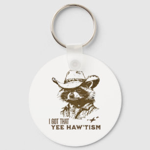 Porte-clés Sensibilisation sur l'autisme Cowboy Raccoon J'Ai