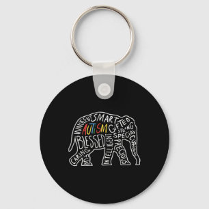 Porte-clés Sensibilisation sur l'autisme Eléphant Mots Amoure