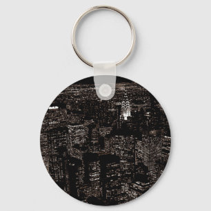 Porte-clés Sepia New York City Night Skyline