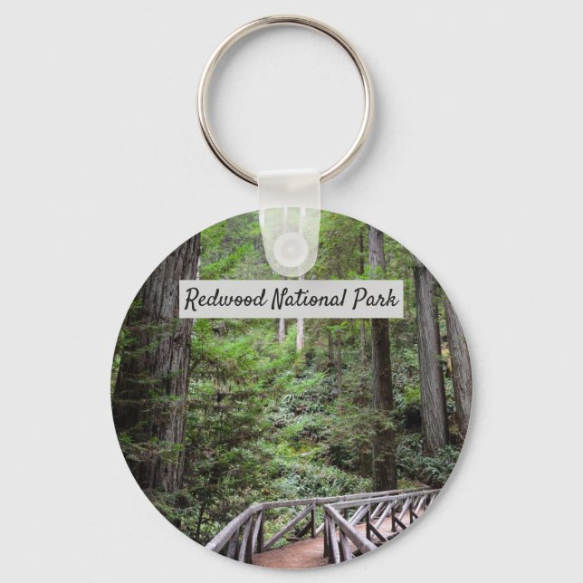 Porte-clés Séquoias avec pont en bois | Parc national de Redw (Recto)