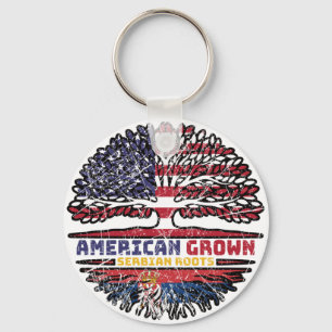 Porte-clés Serbian Serbia US American États-Unis Tree