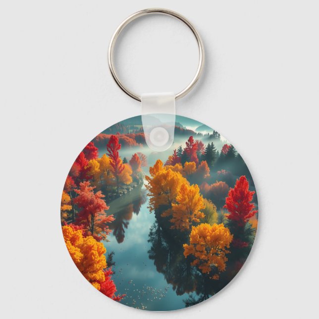 Porte-clés Serene River Shore Reflection Nature Art (Recto)