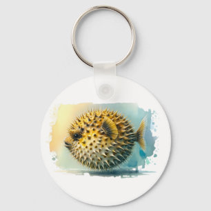 Porte-clés Série d'aquarelles : Poisson soufflé