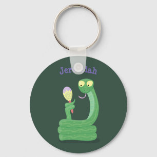 Porte-clés Serpent vert drôle avec humour caricaturé maraca
