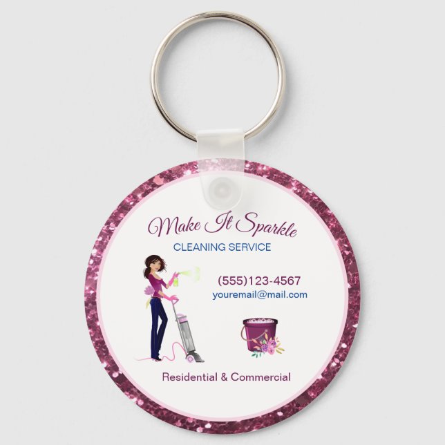 Porte-clés Service De Nettoyage De Cartoon Cartoon Sparkle (Recto)