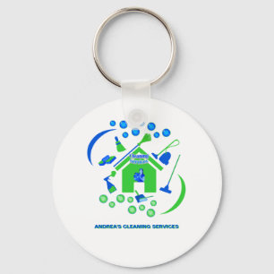 Porte-clés Services de nettoyage vert et bleu tendance