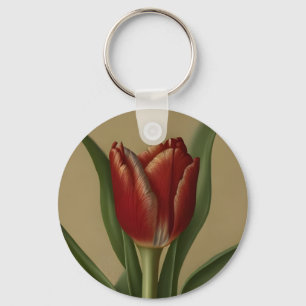 Porte-clés Shabby Chic Jolie Tulipe Rouge