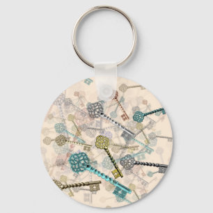 Porte-clés Shabby chic touches vintage imprimer, subtil, ombr
