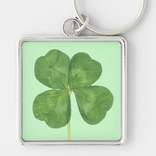 Porte-clés Shamrock chanceux de trèfle de Quatre-Feuille (Devant)