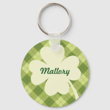Shamrock de crème Porte - clé personnalisé