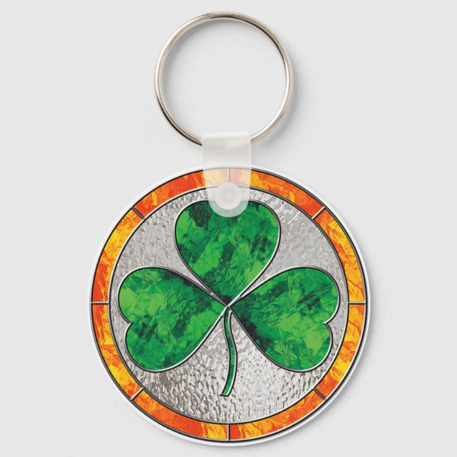 Porte-clés Shamrock en verre (Recto)