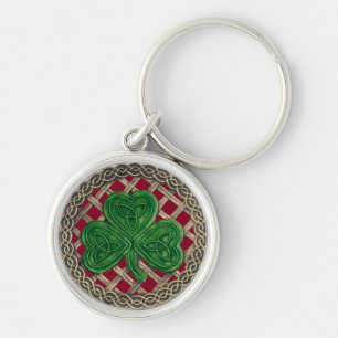 Porte-clés Shamrock Et Celtique Noeuds Porte - clé Rouge