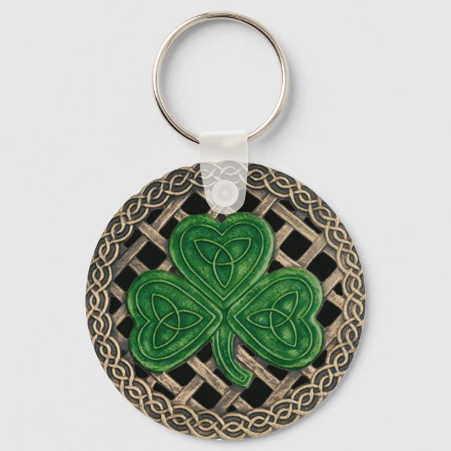 Porte-clés Shamrock Et Noeuds Celtiques Porte - clé Noir (Recto)