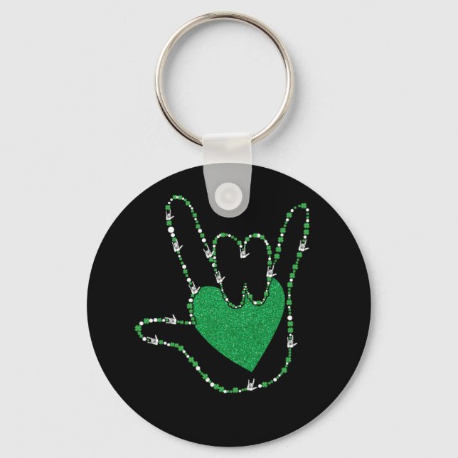 Porte-clés Shamrock I Love You Hands Sign Language ASL (Recto)