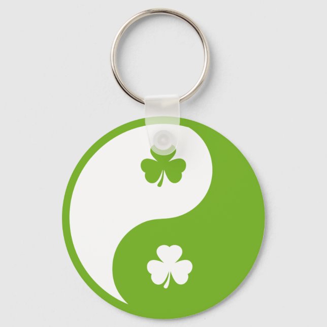 Porte-clés shamrock irlandais ying et yang (Recto)