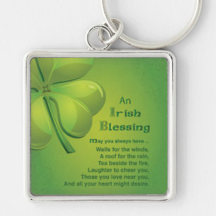 Porte-clés Shamrock vert d'Irlande Blessings