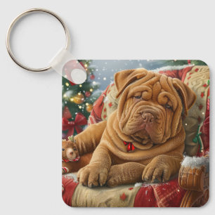 Porte-clés Shar Pei Chien Festif de Noël
