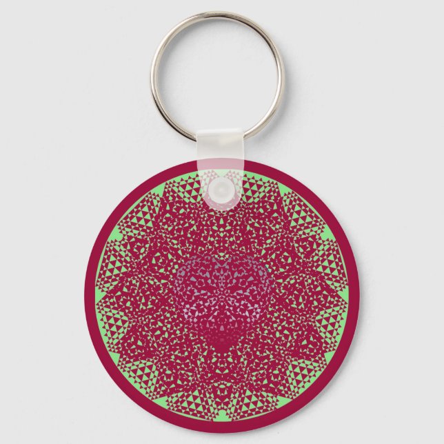 Porte-clés SHECKSHE.COM SheckShe* Coeur bleu sur vert rouge (Recto)