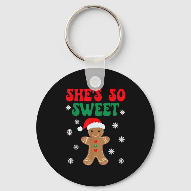 Porte-clés She's So Sweet Funny Gingerbread Couples Christmas (Recto)