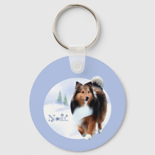 Porte-clés Shetland Sheepdog Noel Porte - clé
