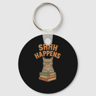 Porte-clés Shhh Happens Funny Bibliothécaire de livres de cha