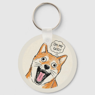 Porte-clés Shiba Inu choqué "MON DIEU" - Mème FunnySurprise