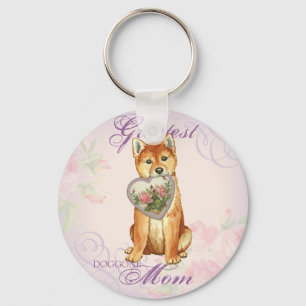 Porte-clés Shiba Inu Maman du coeur