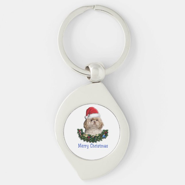 Porte-clés Shih-Tsu Dog Christmas (Devant)