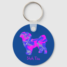 Shih Tzu Cute Dog Silhouette Crazy Hot Rose & Blue