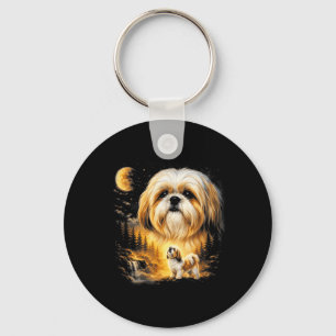 Porte-clés Shih Tzu Hurle à la Lune Vintage 90s Drôle de Chie