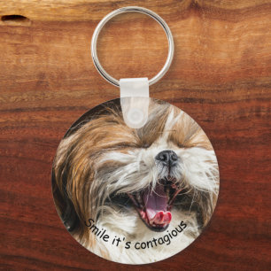 Porte-clés Shih tzu yawning laughing smile text customize