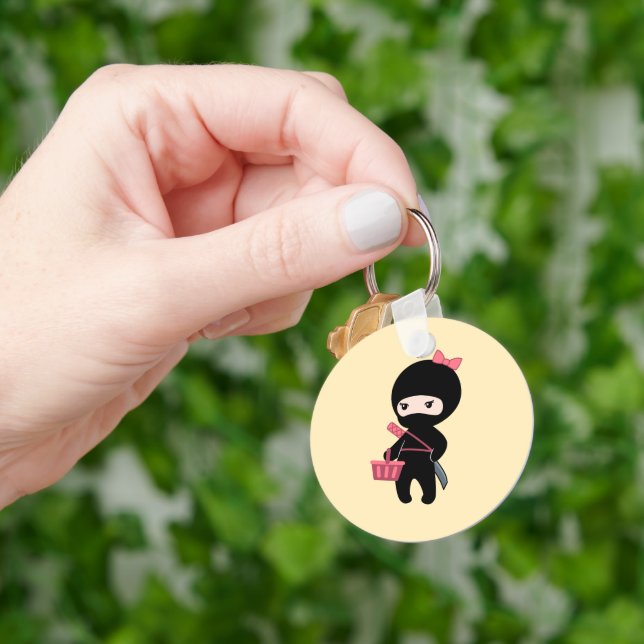 Porte-clés Shopping Ninja Girl sur Jaune (main)