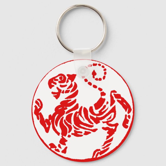 Porte-clés Shotokan Red Rising Sun Tiger Japonais Karaté (Recto)