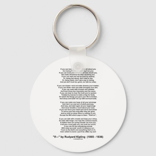 Porte-clés Si Poème De Rudyard Kipling (Poème Inspirationnel) (Recto)