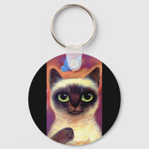 Porte-clés Siamese Cat Feline Papillon Art - Multi