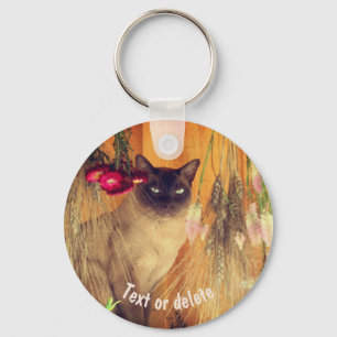 Porte-clés Siamese Cat Posing Personalized