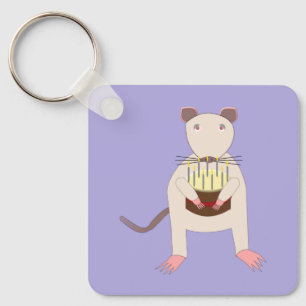 Porte-clés Siamese Rat with Birthday Cake Custom