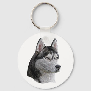 Porte-clés Siberian Husky - Image Stylisée - Ajouter Votre Te